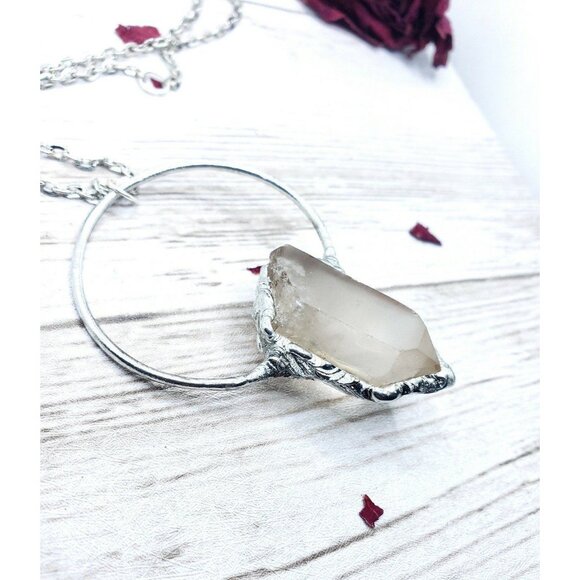 Quartz Statement Crystal Necklace Handmade Boho Jewelry - Picture 5 of 12